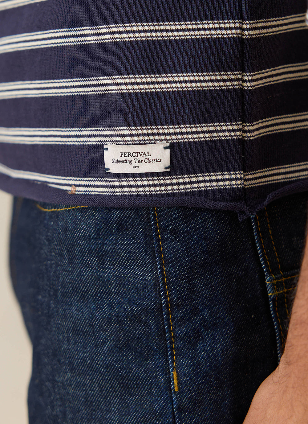 Men's Long Sleeve Breton T Shirt - Organic Cotton - Navy Stripe - Percival | Percival Top Pick