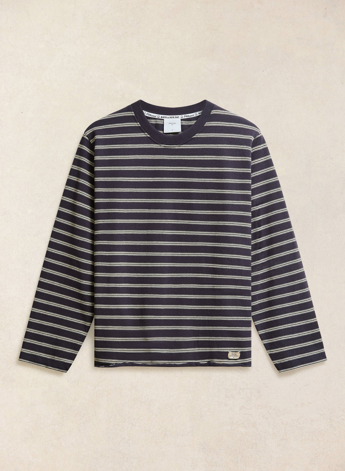 Men's Long Sleeve Breton T Shirt - Organic Cotton - Navy Stripe - Percival | Percival Top Pick