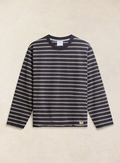 Men's Long Sleeve Breton T Shirt - Organic Cotton - Navy Stripe - Percival | Percival Top Pick