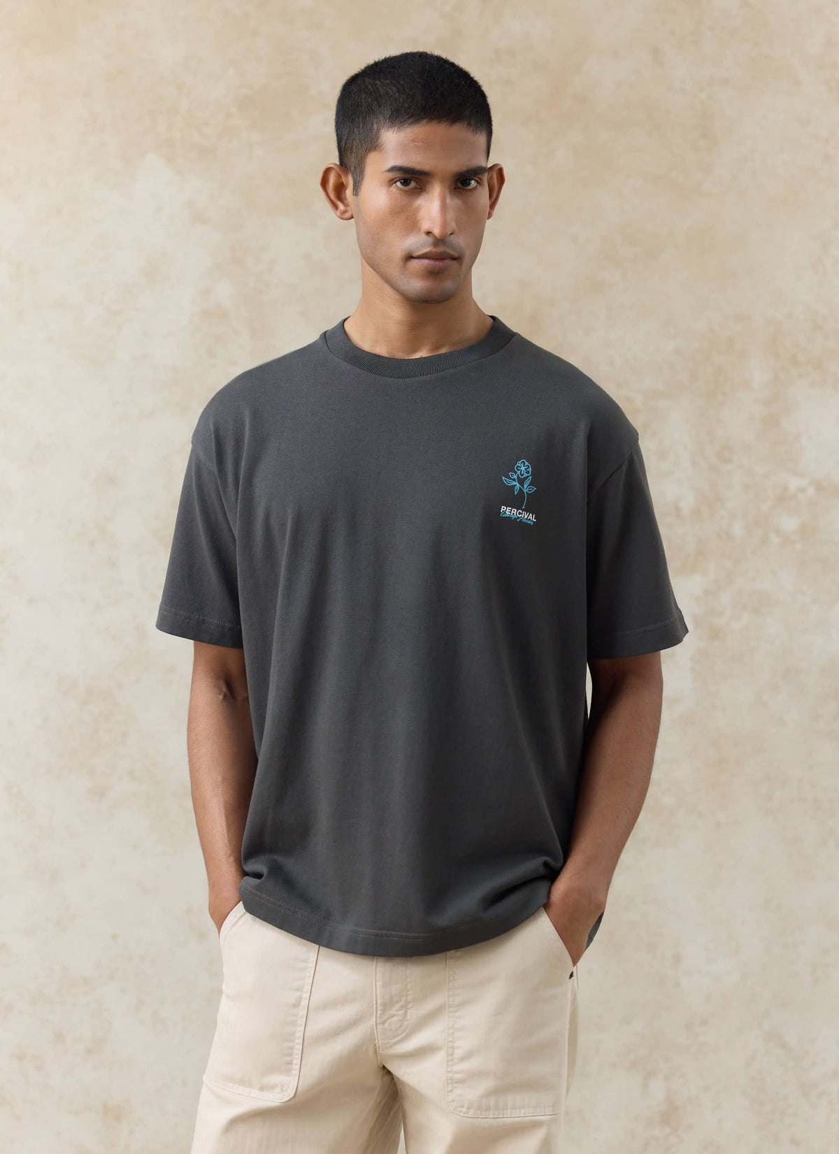 Men's Oversized T-Shirt: Otto - Cotton - Charcoal | Percival Trending