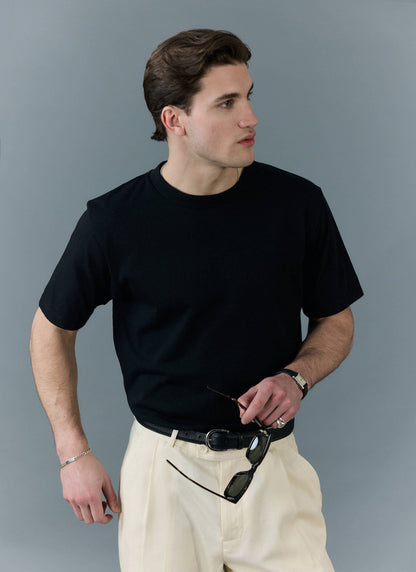 Men's Plain T Shirt - Regular Fit - Organic Cotton - Black | Percival Great Value