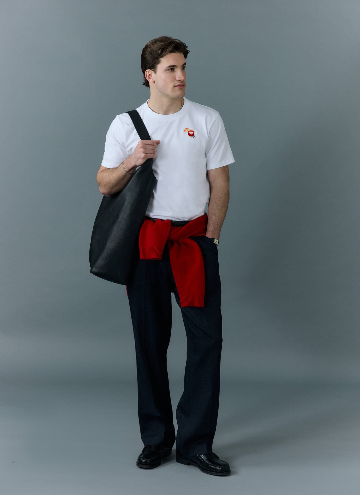 Men's Embroidered T Shirt: Negroni - Heavyweight Cotton - White | Percival Top Pick