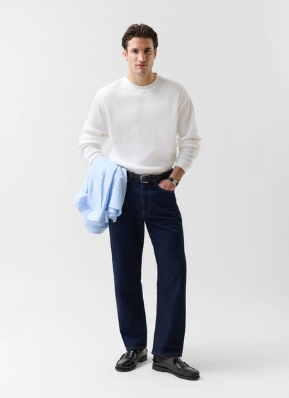 Men's Waffle Long Sleeve T Shirt - Cotton - White | Percival Classic