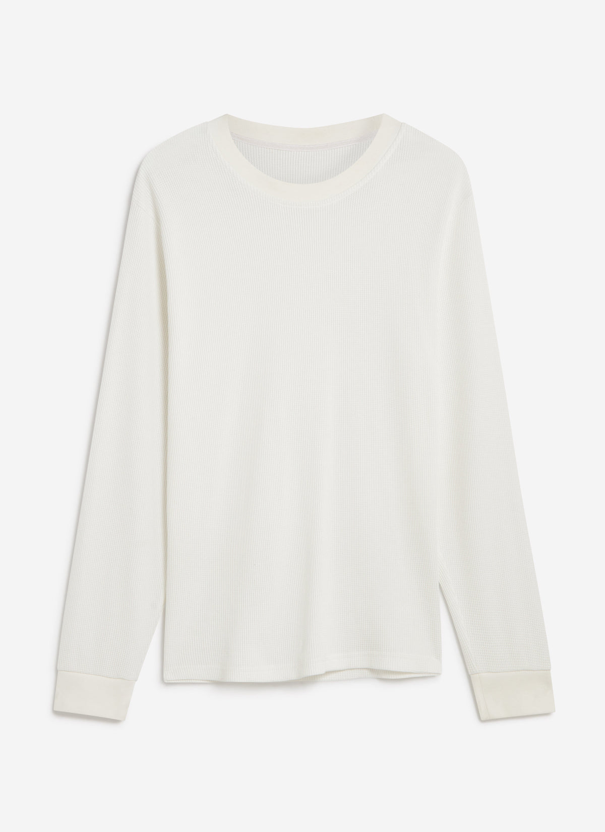 Men's Waffle Long Sleeve T Shirt - Cotton - White | Percival Classic