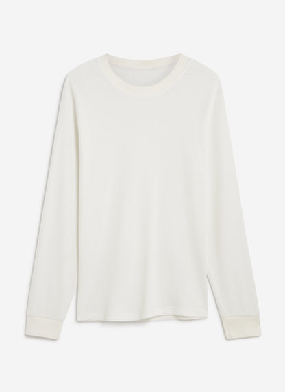 Men's Waffle Long Sleeve T Shirt - Cotton - White | Percival Classic