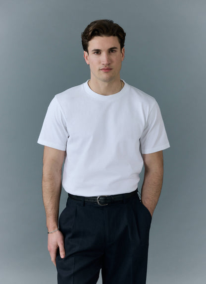 Men's Plain White T Shirt - Regular Fit - Cotton | Percival Smart Buy