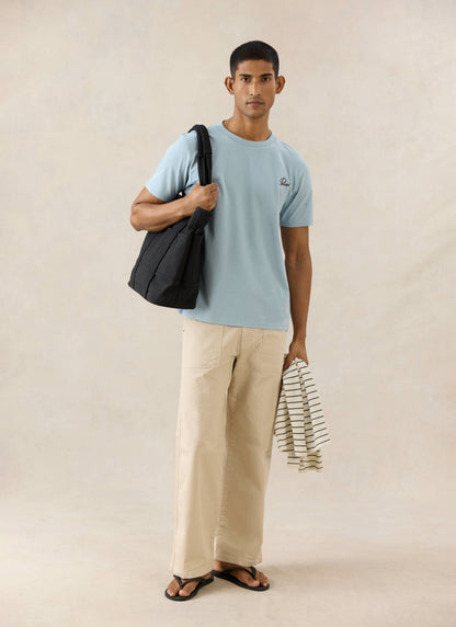 Men's Embroidered T-Shirt - Organic Cotton - Light Blue - Percival | Percival Featured