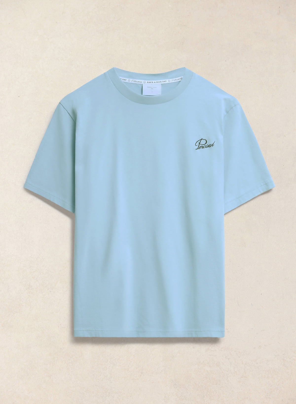 Men's Embroidered T-Shirt - Organic Cotton - Light Blue - Percival | Percival Featured