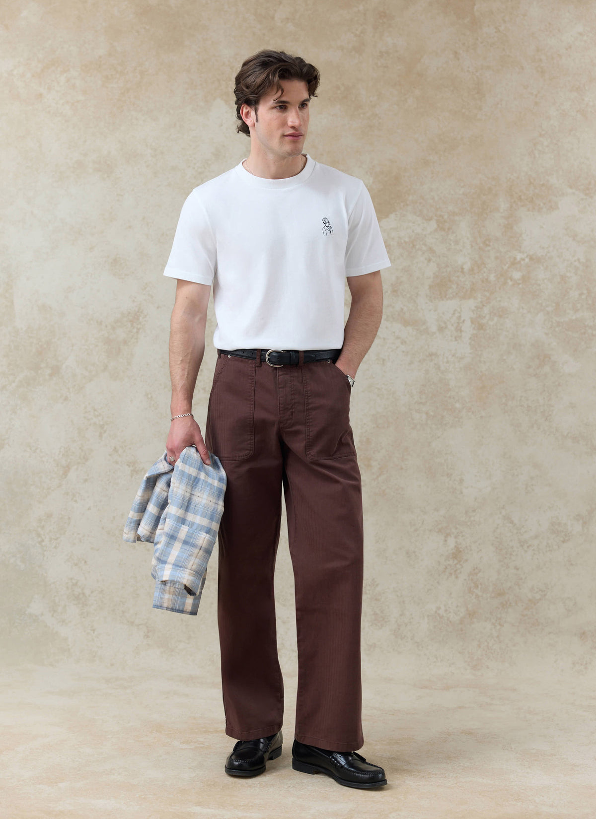Men's White Embroidered T Shirt - Robinson - Cotton | Percival Great Value