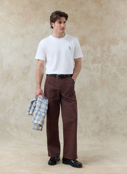 Men's White Embroidered T Shirt - Robinson - Cotton | Percival Great Value