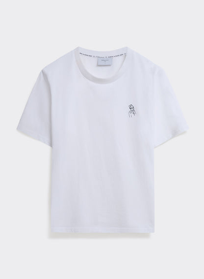 Men's White Embroidered T Shirt - Robinson - Cotton | Percival Great Value