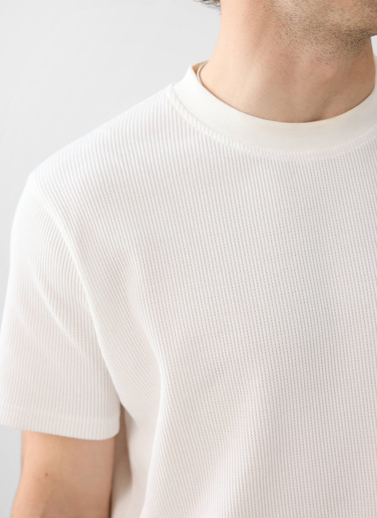 Men's Waffle Short Sleeve T Shirt - Cotton - White | Percival Value