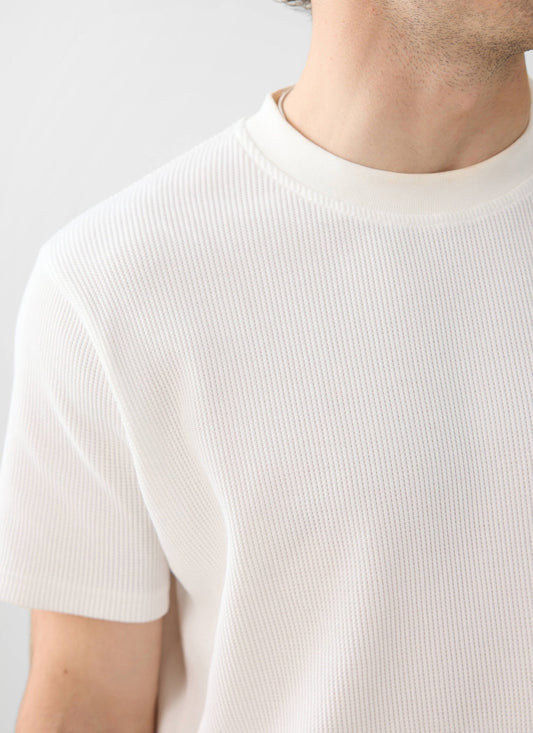 Men's Waffle Short Sleeve T Shirt - Cotton - White | Percival Value