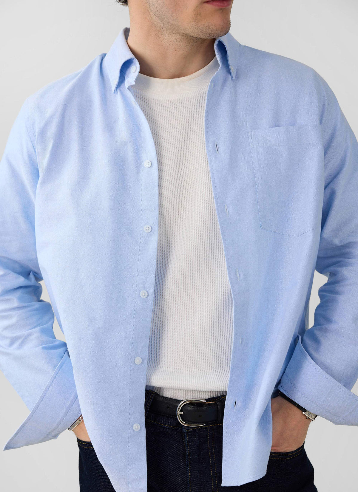 Men's Waffle Short Sleeve T Shirt - Cotton - White | Percival Value