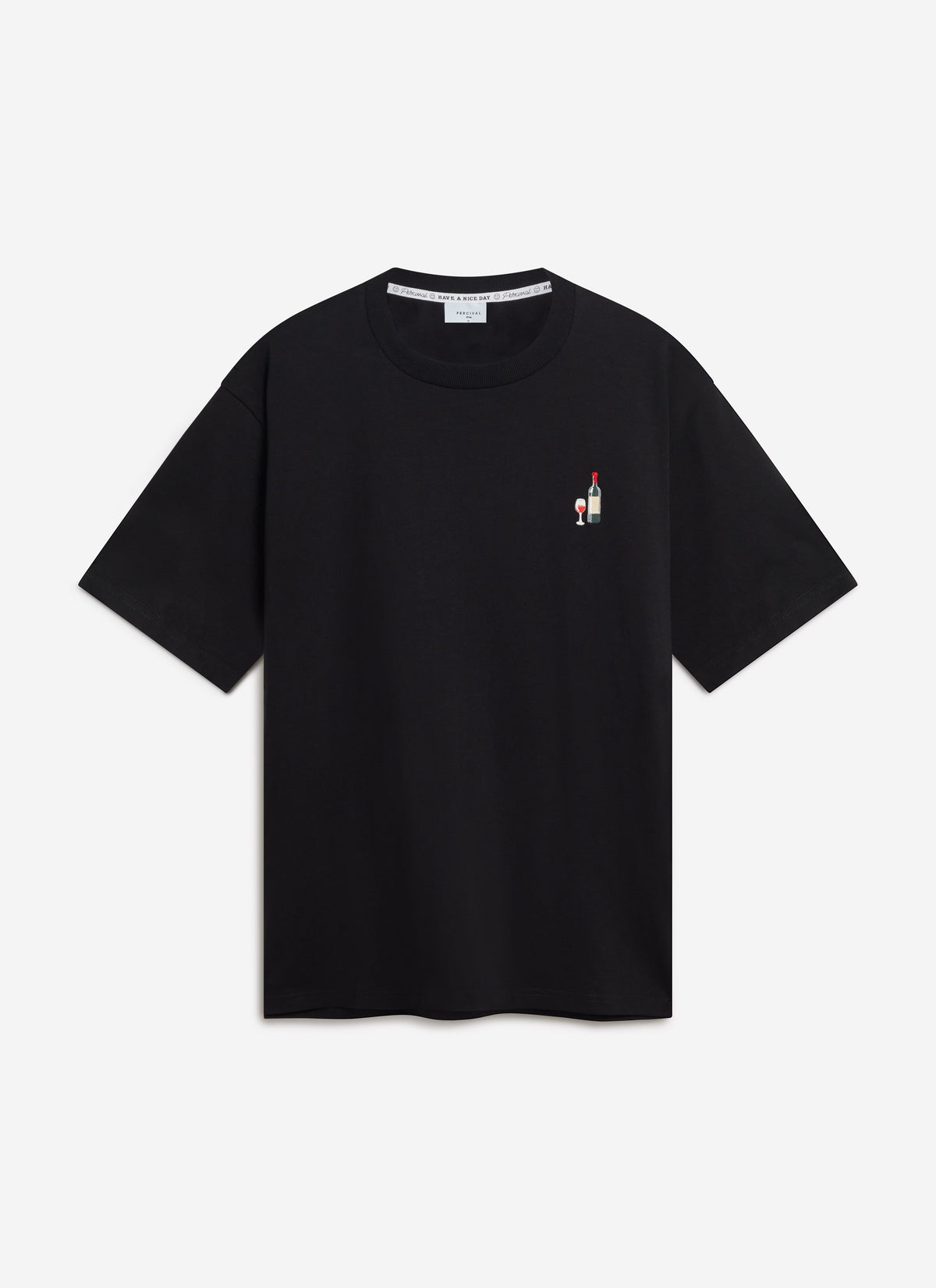 Red Wine Embroidered T Shirt - Organic Cotton - Black | Percival Trending