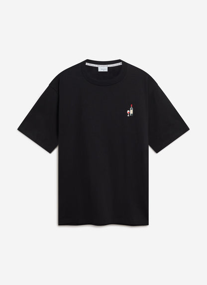 Red Wine Embroidered T Shirt - Organic Cotton - Black | Percival Trending
