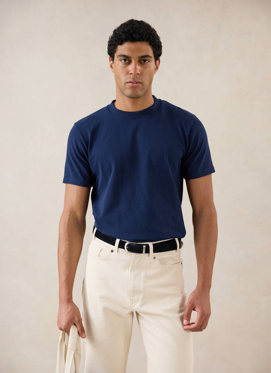 Men's Navy Regular Fit T-Shirt - Organic Cotton - Percival | Percival Top Pick