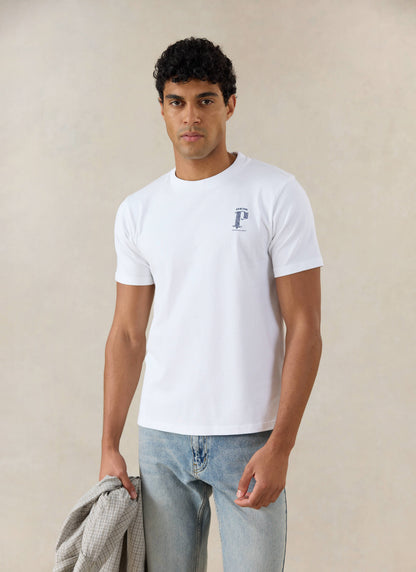Men's Graphic White T Shirt - Cyril - Organic Cotton - Percival | Percival Sale