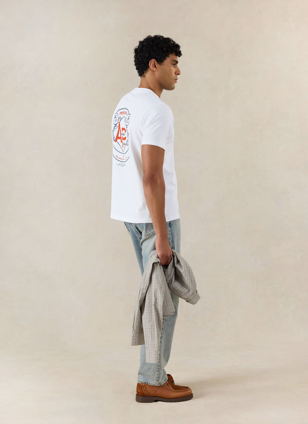 Men's Graphic White T Shirt - Cyril - Organic Cotton - Percival | Percival Sale