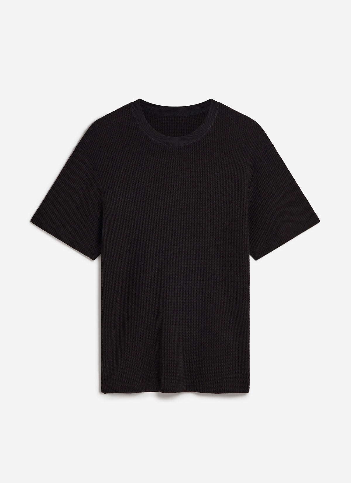 Men's Waffle Short Sleeve T Shirt - Cotton - Black | Percival Trusted