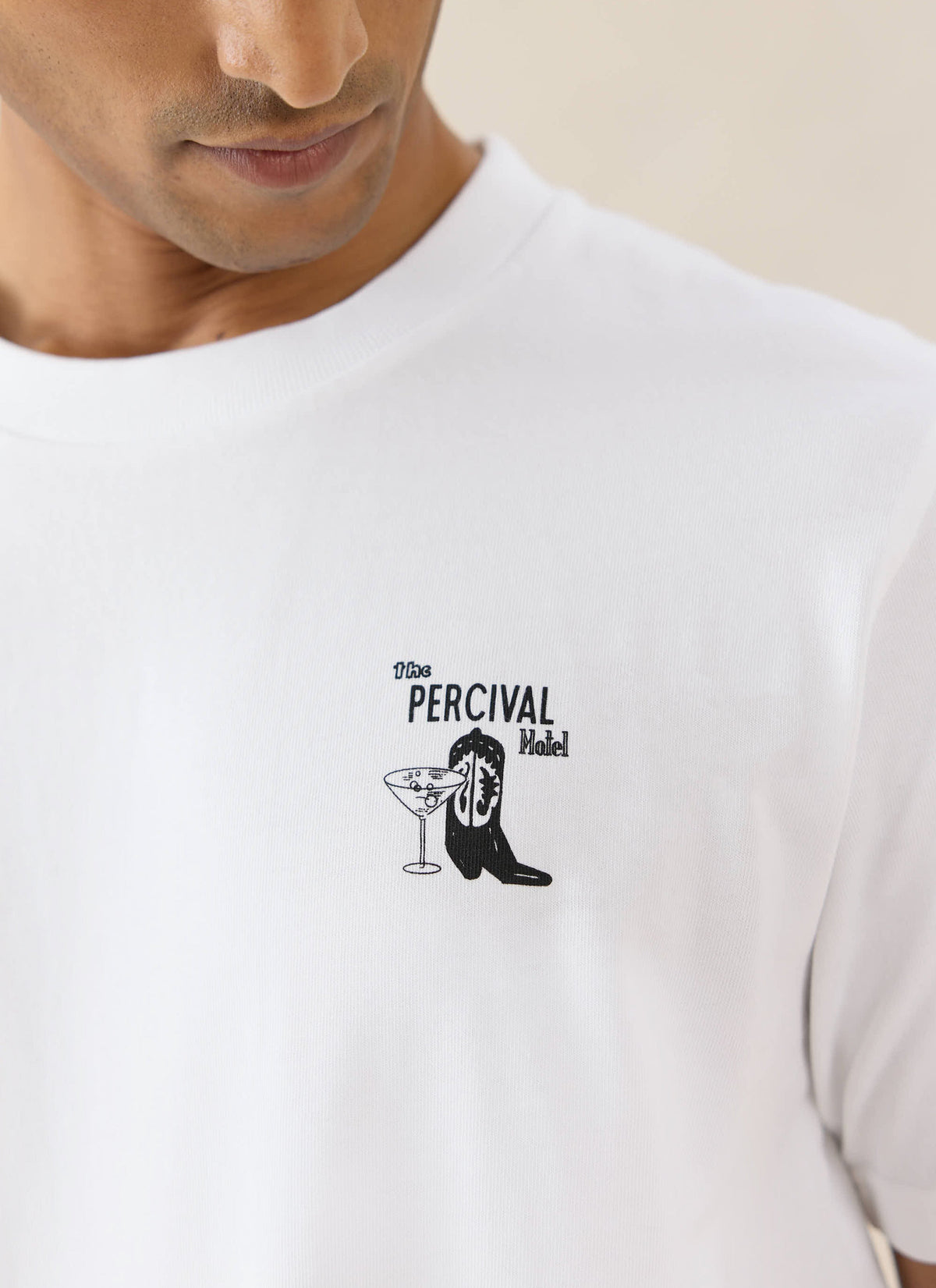 Men's Cowboy Boot T-Shirt - 100% Organic Cotton - White | Percival Quality