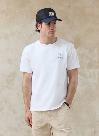 Men's Graphic White T Shirt - Walker - Cotton | Percival Trusted