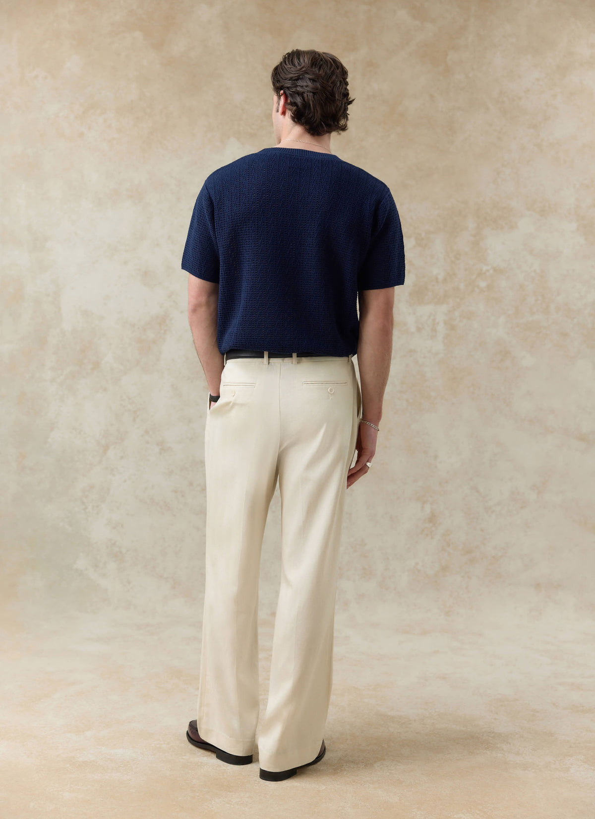 Men's Knitted Navy T Shirt - Siena - 100% Cotton | Percival Popular