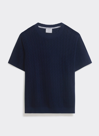 Men's Knitted Navy T Shirt - Siena - 100% Cotton | Percival Popular