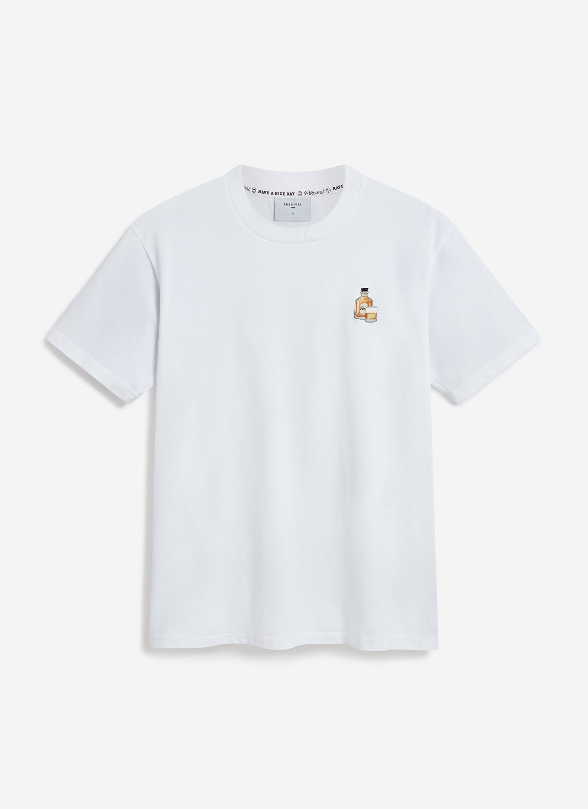 Men's Embroidered T Shirt: Old Fashioned - Cotton - White | Percival Special Offer