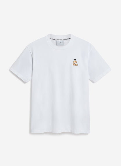 Men's Embroidered T Shirt: Old Fashioned - Cotton - White | Percival Special Offer