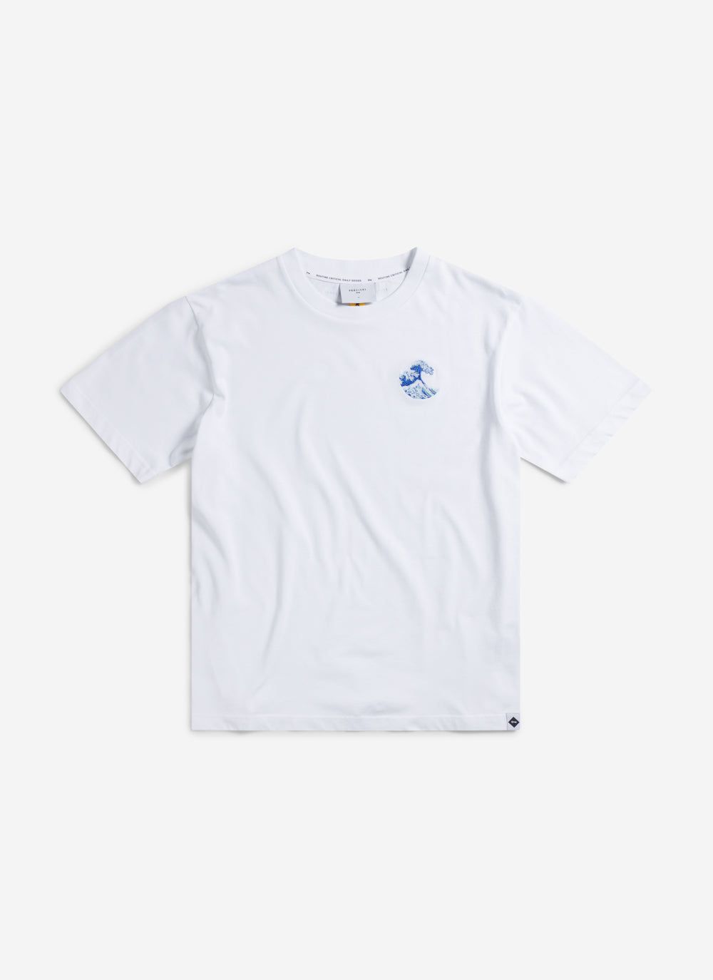 Men's Embroidered T Shirt: Wave - Heavyweight Cotton - White | Percival Sale