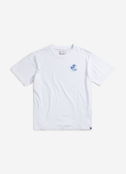Men's Embroidered T Shirt: Wave - Heavyweight Cotton - White | Percival Sale
