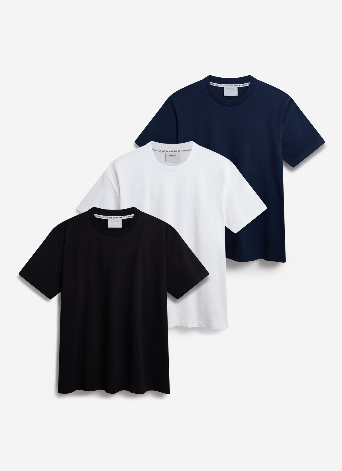 Men's Oversized T Shirts - 3 Pack - Cotton - White, Black & Navy | Percival Premium