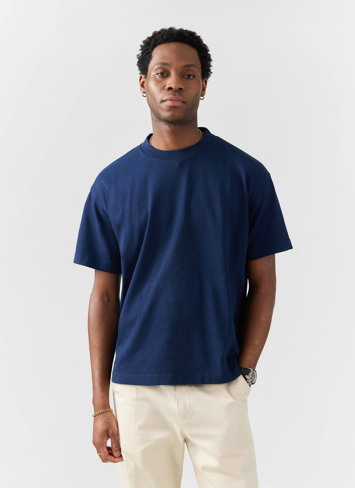 Men's Oversized T Shirts - 3 Pack - Cotton - White, Black & Navy | Percival Premium
