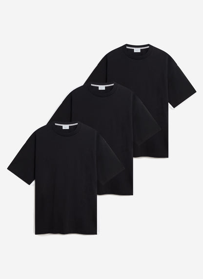 Men's Oversized Cotton T Shirts - 3 Pack - Black | Percival Premium