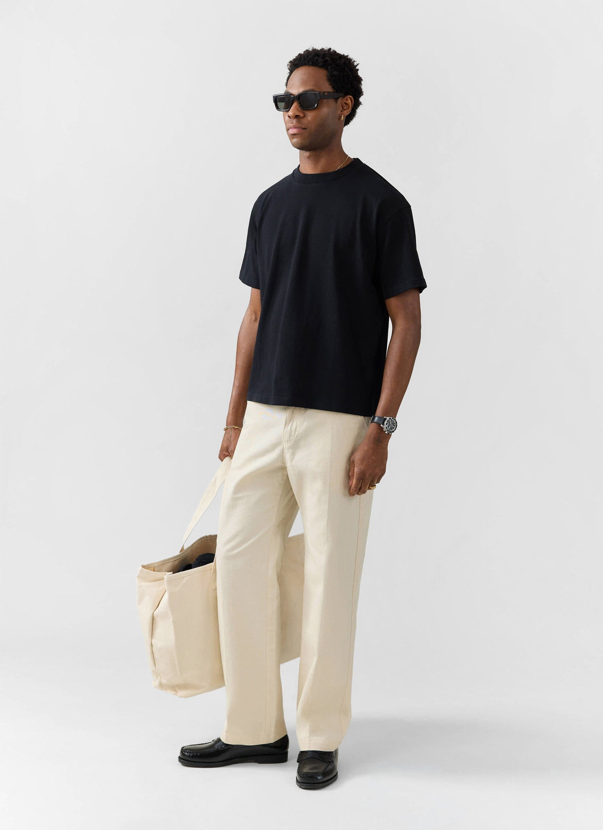 Men's Oversized Cotton T Shirts - 3 Pack - Black | Percival Premium