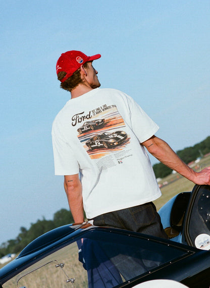 Men's Oversized Ford T-Shirt - Organic Cotton - White - Ford x Percival | Percival Featured
