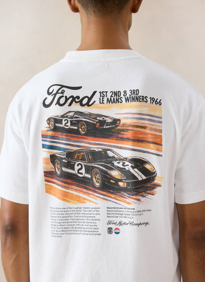Men's Oversized Ford T-Shirt - Organic Cotton - White - Ford x Percival | Percival Featured