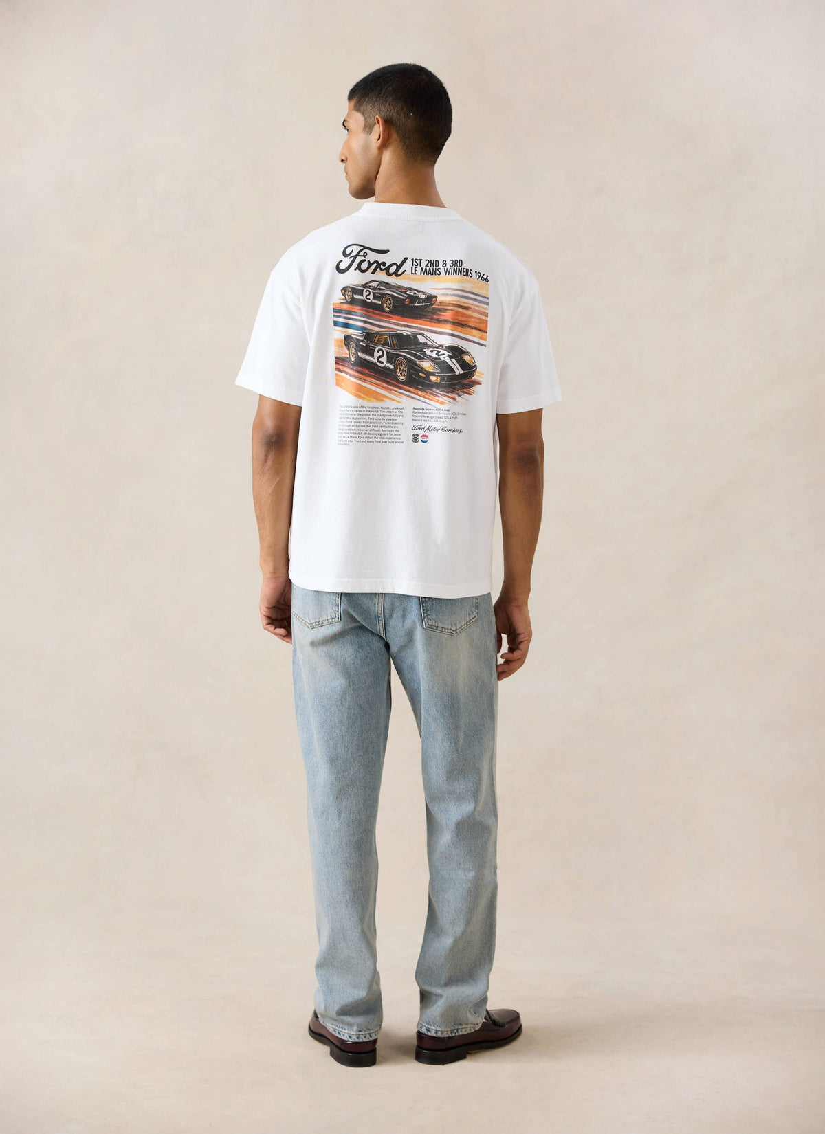 Men's Oversized Ford T-Shirt - Organic Cotton - White - Ford x Percival | Percival Featured