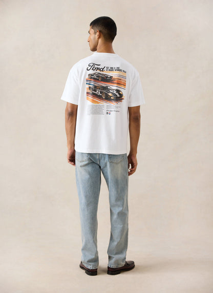 Men's Oversized Ford T-Shirt - Organic Cotton - White - Ford x Percival | Percival Featured