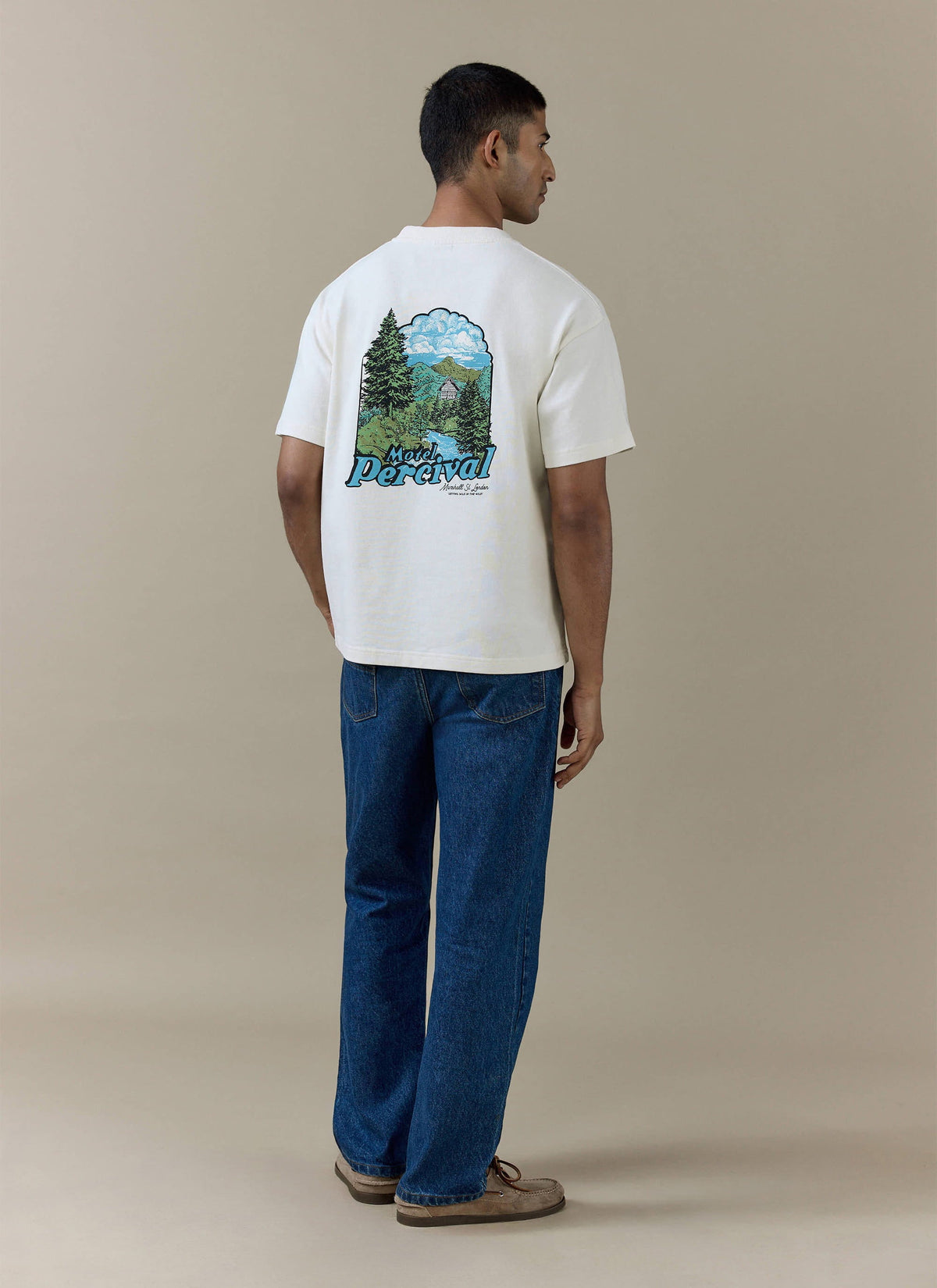Men's Cream Oversized T Shirt - Arnold - Organic Cotton | Percival Classic