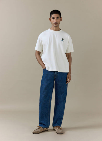 Men's Cream Oversized T Shirt - Arnold - Organic Cotton | Percival Classic