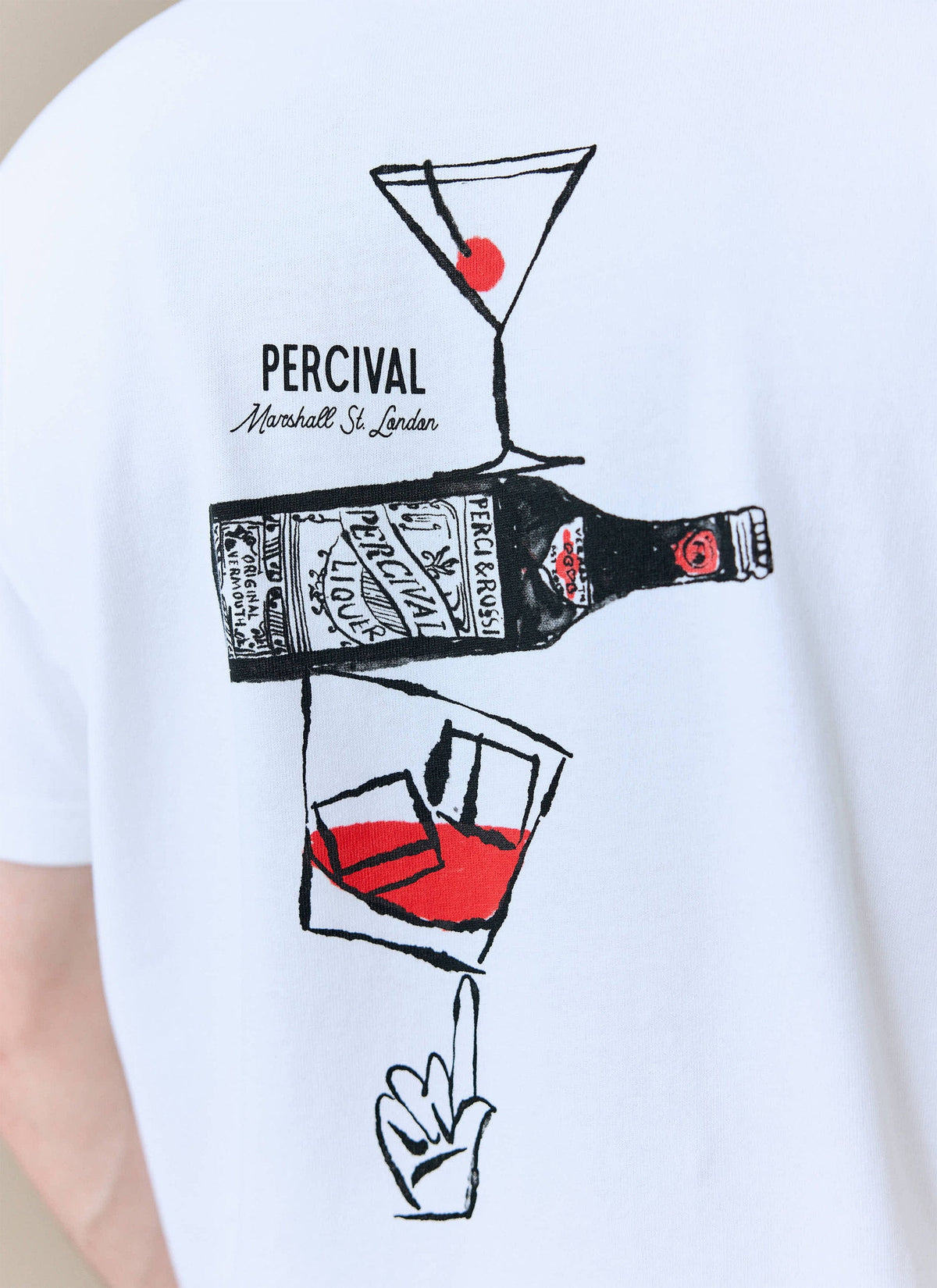Men's Oversized T-Shirt - Perci & Rossi Martini - Organic Cotton - White | Percival Hot Sale