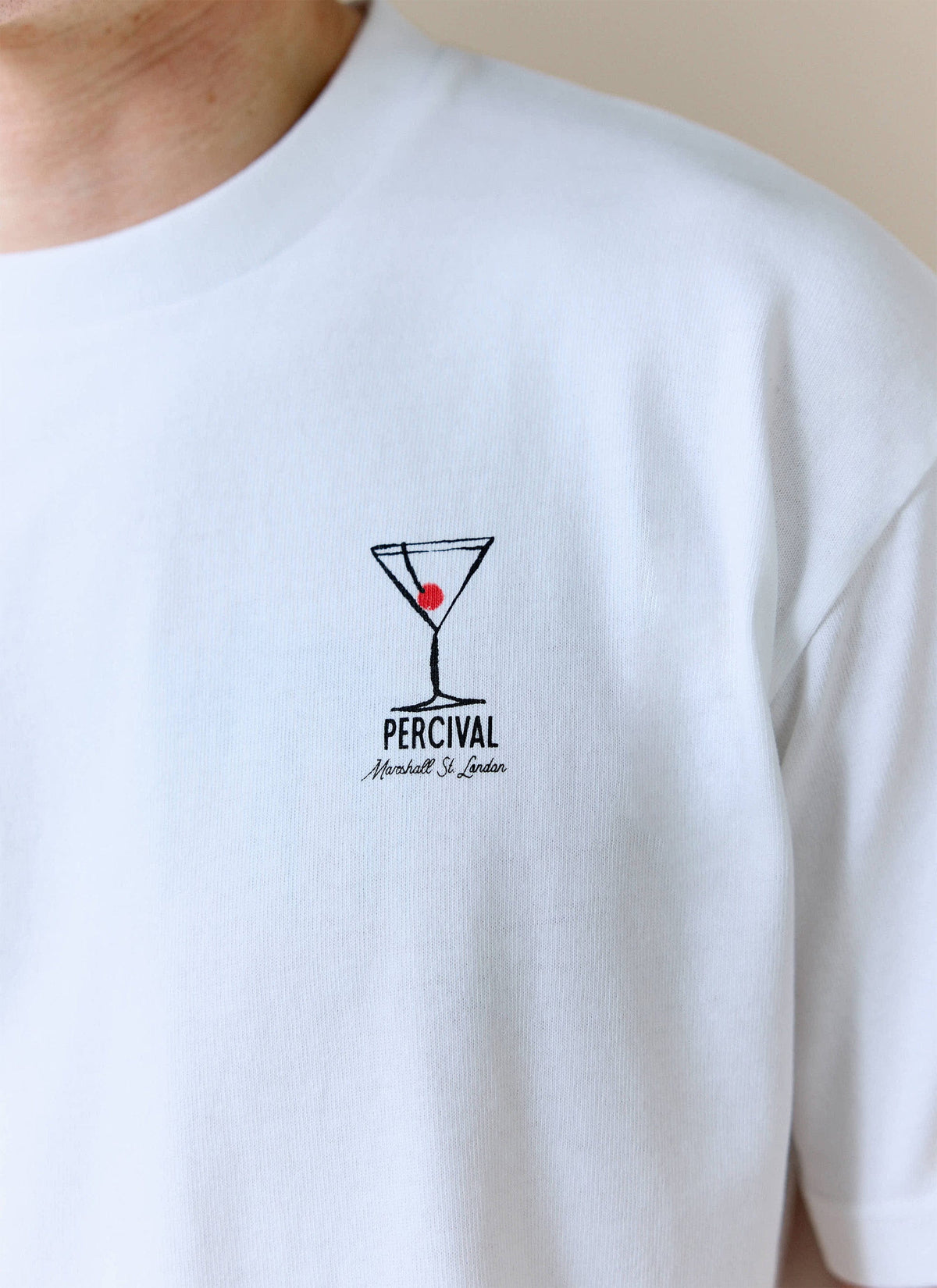 Men's Oversized T-Shirt - Perci & Rossi Martini - Organic Cotton - White | Percival Hot Sale