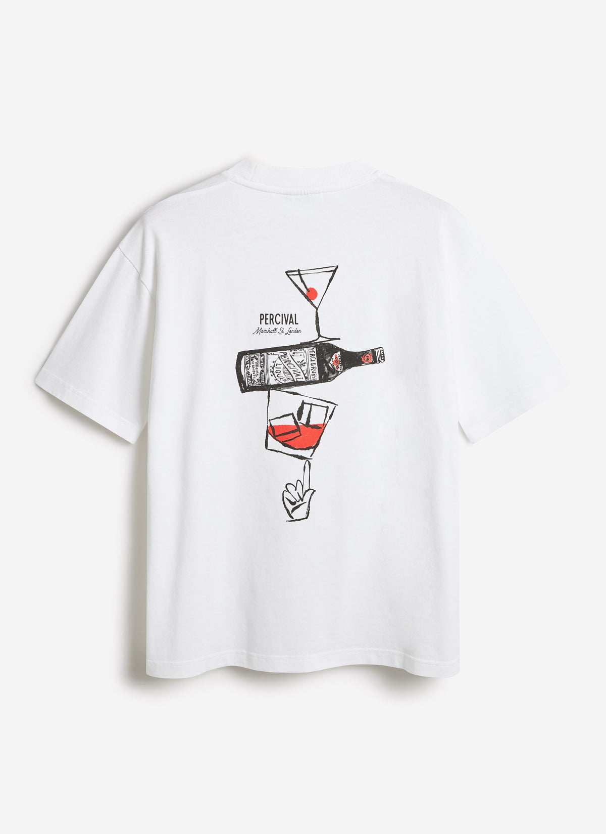 Men's Oversized T-Shirt - Perci & Rossi Martini - Organic Cotton - White | Percival Hot Sale