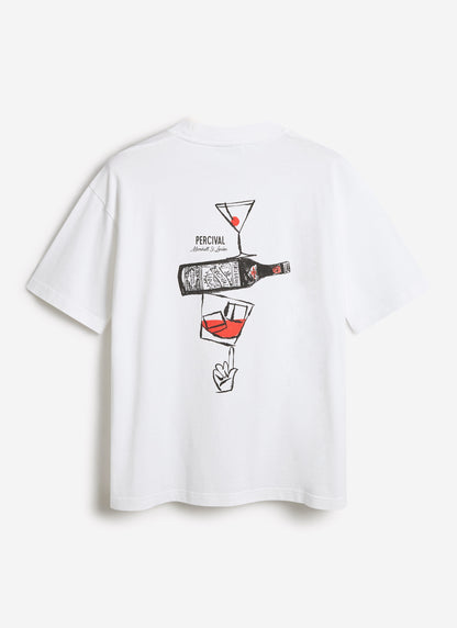 Men's Oversized T-Shirt - Perci & Rossi Martini - Organic Cotton - White | Percival Hot Sale