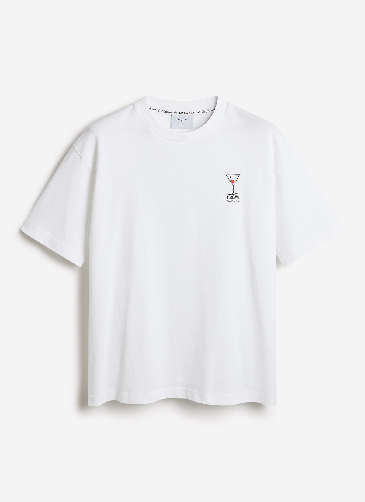 Men's Oversized T-Shirt - Perci & Rossi Martini - Organic Cotton - White | Percival Hot Sale