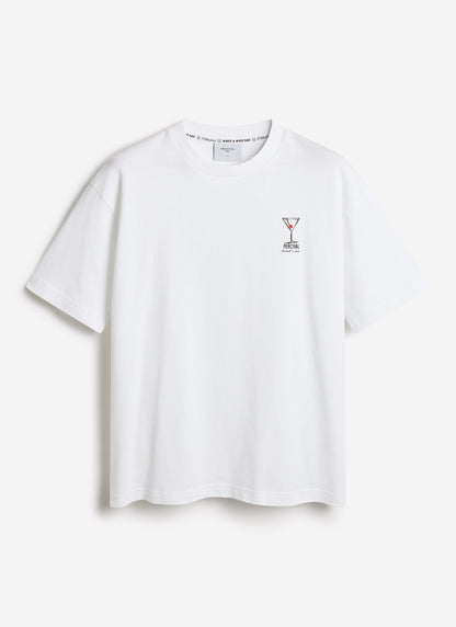 Men's Oversized T-Shirt - Perci & Rossi Martini - Organic Cotton - White | Percival Hot Sale