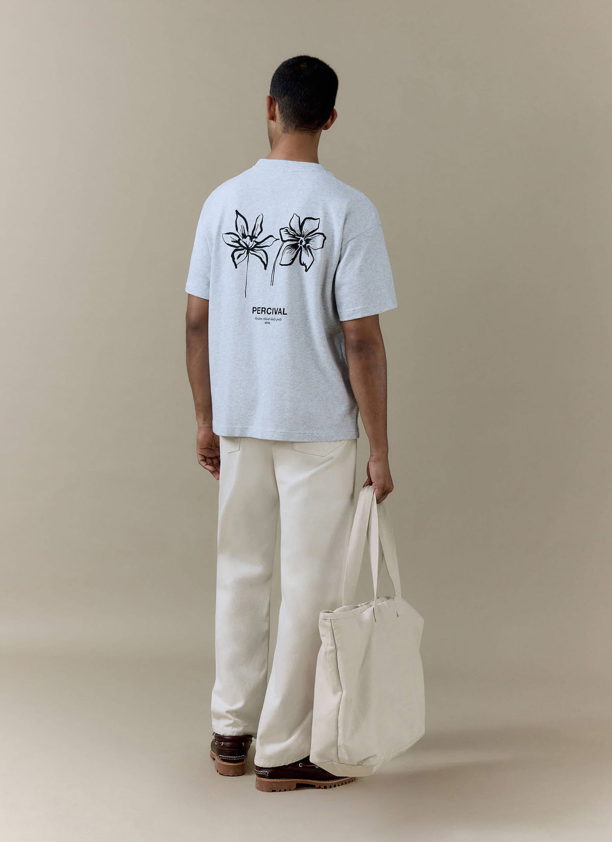Men's Oversized T Shirt: Melvin - Cotton - Grey | Percival Popular