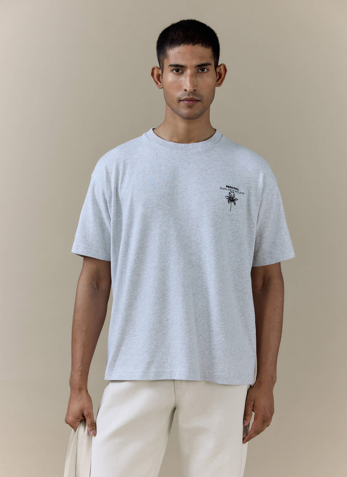 Men's Oversized T Shirt: Melvin - Cotton - Grey | Percival Popular